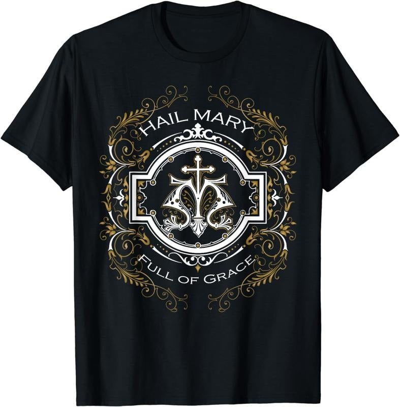 [100% Cotton] Hail Mary Full of Grace Our Blessed Mother Mary Rosary T-Shirt Hoodie, Sweatshirt | HypeCrazeTee.com