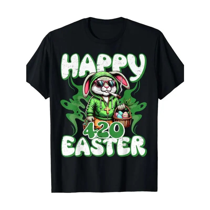 [100% Cotton] Happy 420 Easter Funny Smoking Easter Bunny Men Women T-Shirt Hoodie, Sweatshirt | HypeCrazeTee.com