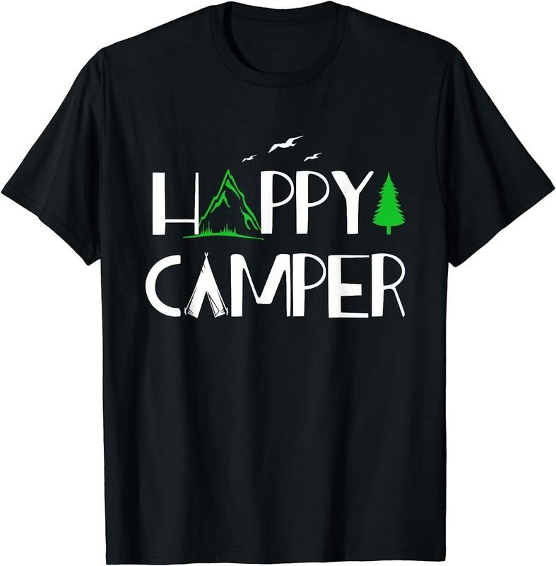 [100% Cotton] Happy Camper - Camping T-Shirt for Men, Women, and Kids T-Shirt Hoodie, Sweatshirt | HypeCrazeTee.com