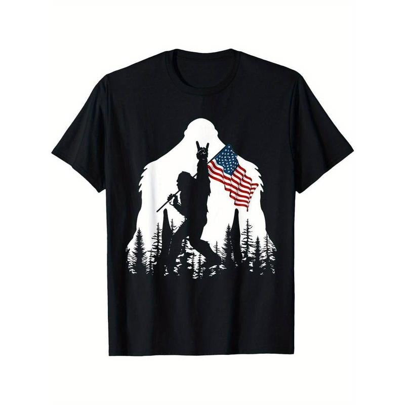 [100% Cotton] High Quality Funny American Flag Sasquatch Believers T-Shirt Hoodie, Sweatshirt | HypeCrazeTee.com