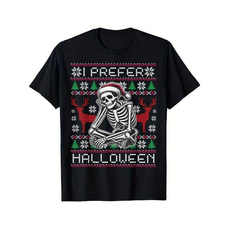 [100% Cotton] I Prefer Halloween Skeleton Funny Ugly Christmas men T-Shirt Hoodie, Sweatshirt | HypeCrazeTee.com