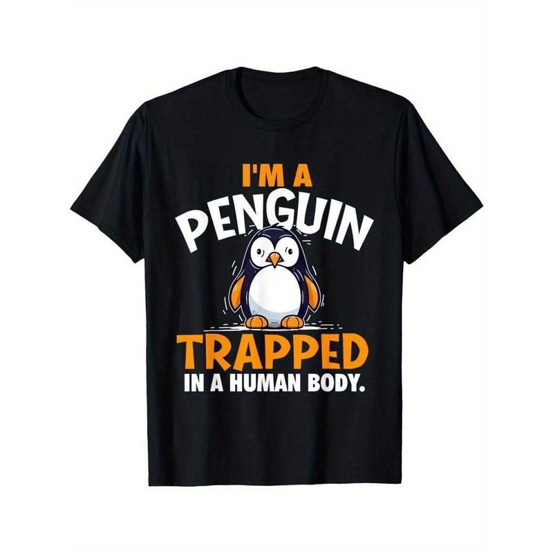 [100% Cotton] I'm A Penguin Trapped In A Human Body - Penguin Lover T-Shirt, Men's crew neck cotton T-shirt Hoodie,...