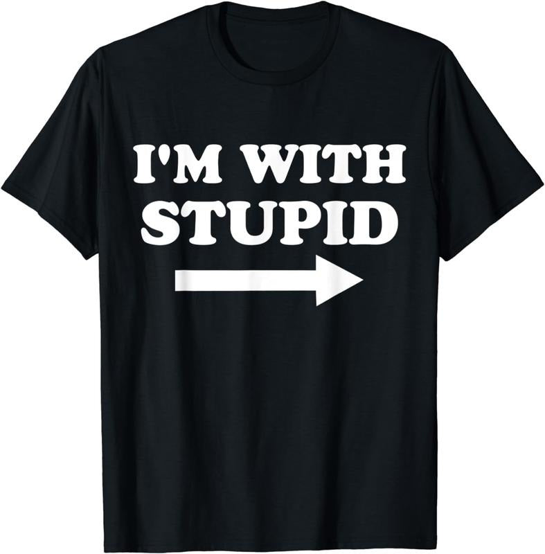 [100% Cotton] I'm With Stupid Funny Matching Couples Humor T-Shirt Hoodie, Sweatshirt | HypeCrazeTee.com
