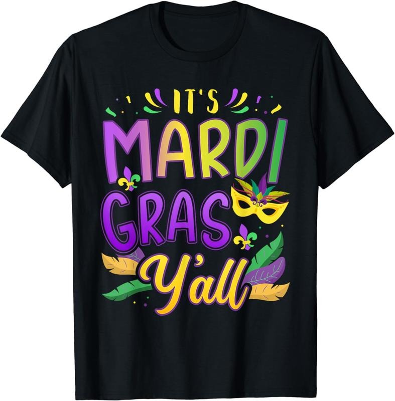 [100% Cotton] It's Mardi Gras Y'all with mask and fleur de lis T-Shirt Hoodie, Sweatshirt | HypeCrazeTee.com