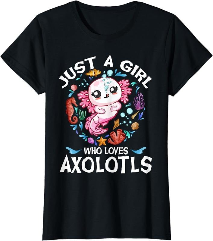 [100% Cotton] Just Girl Who Loves Axolotls Cute Axolotl Teen T-Shirts, Hoodie, Sweatshirt