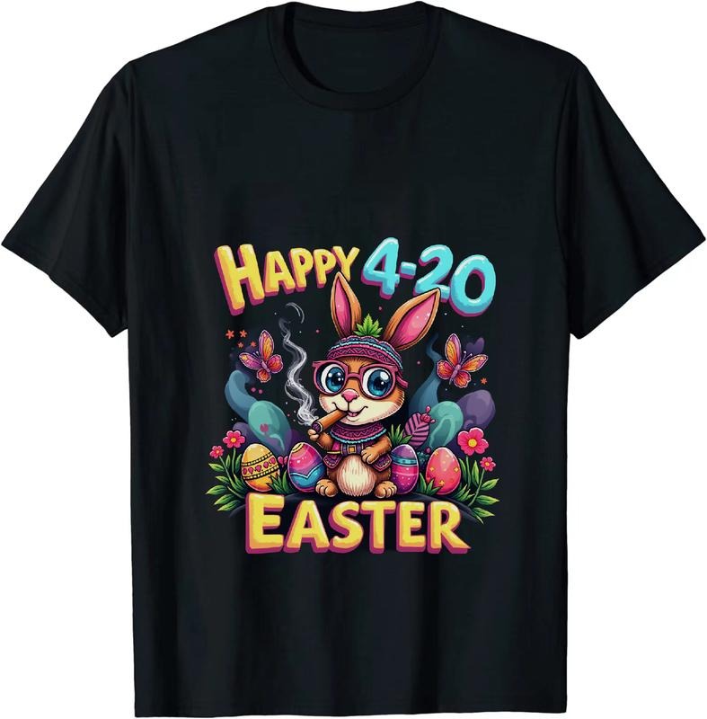 [100% Cotton] Knightly Happy 4 - 20 Easter Bunny T - Shirt With Egg Motifs Hoodie, Sweatshirt | HypeCrazeTee.com