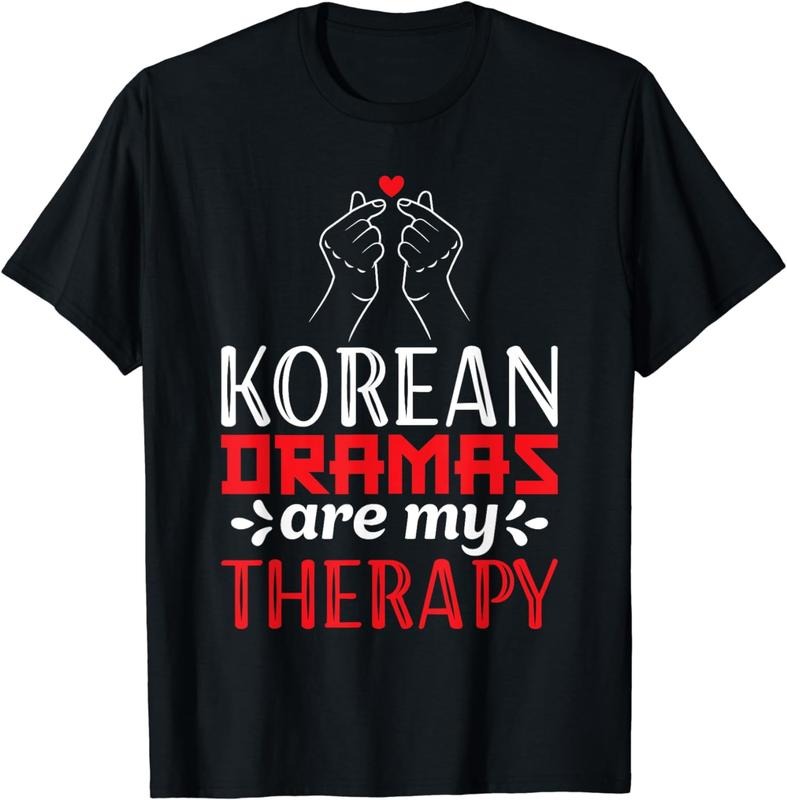 [100% Cotton] Korean Dramas Are My Therapy, K-Drama, Finger Heart, Kdrama T-Shirt Hoodie, Sweatshirt | HypeCrazeTee.com