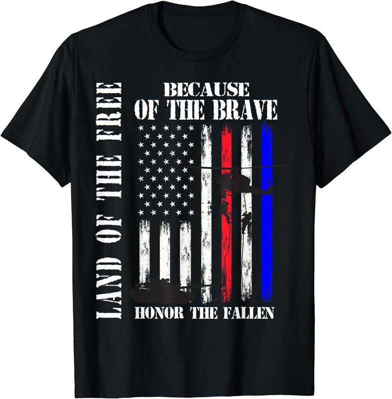 [100% Cotton] Land of the Free Because of the Brave Honor The Fallen Flag T-Shirt Hoodie, Sweatshirt | HypeCrazeTee.com