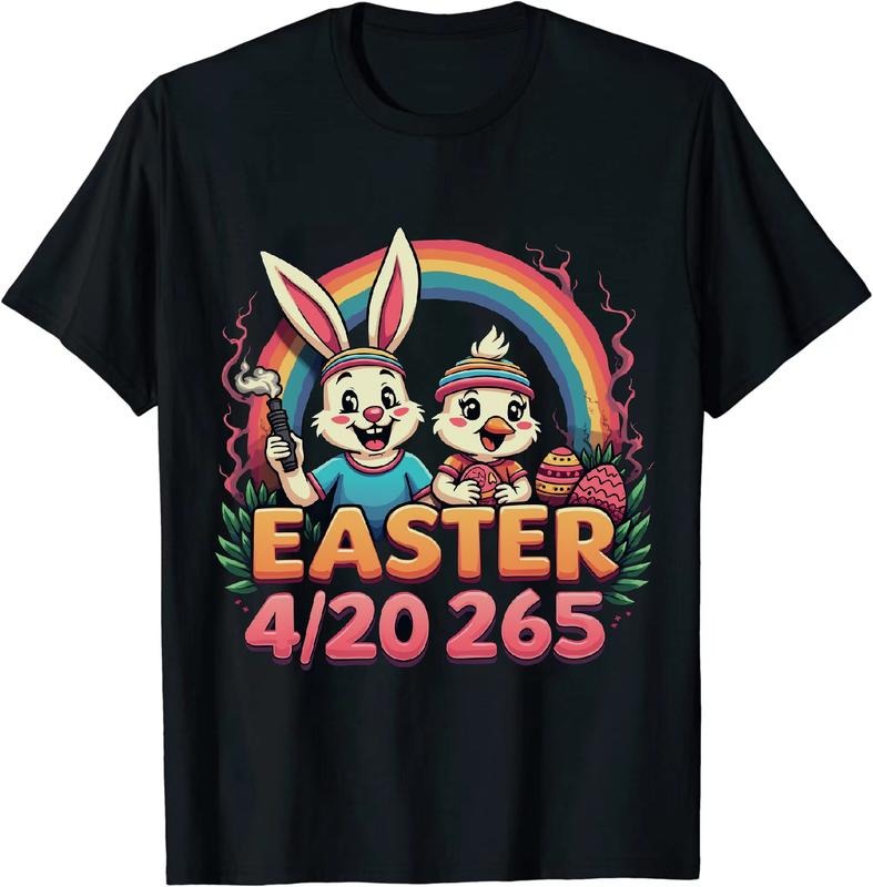 [100% Cotton] Lit Easter 4 20 25 T - Shirt With Bunny Duck And Smoke Element Hoodie, Sweatshirt | HypeCrazeTee.com