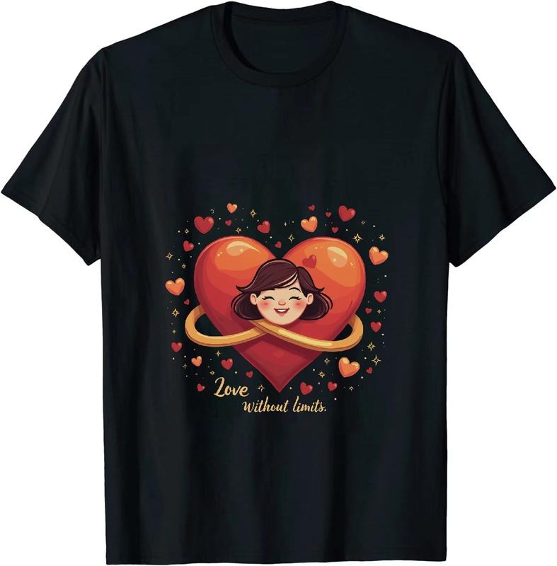 [100% Cotton] Love Without Limits Infinity Heart Smiling Girl Graphic T-Shirt Hoodie, Sweatshirt | HypeCrazeTee.com