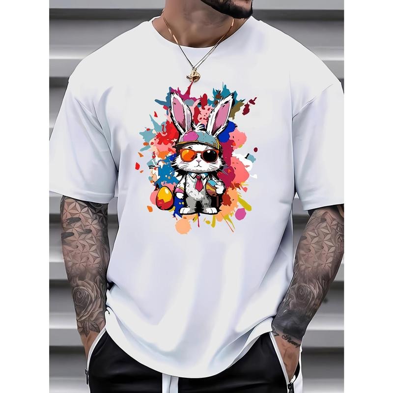 [100% Cotton] Men'S Summer Casual Crew Neck T-Shirt, 95% Polyester 5% Spandex Knit Fabric, Short Sleeve with Slight...