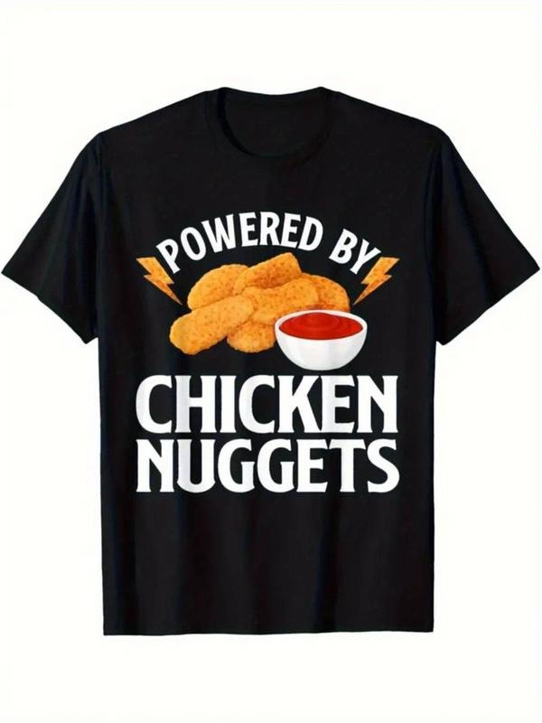 [100% Cotton] Men T-shirt With POWERED BY CHICKEN NUGGE Print, Round Neck men' Shirts Hoodie, Sweatshirt | HypeCrazeTee.com