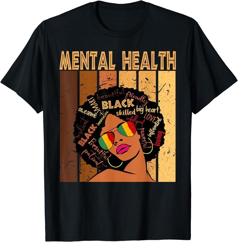 [100% Cotton] Mental Health Afro African American Black History Month T-Shirt Hoodie, Sweatshirt | HypeCrazeTee.com