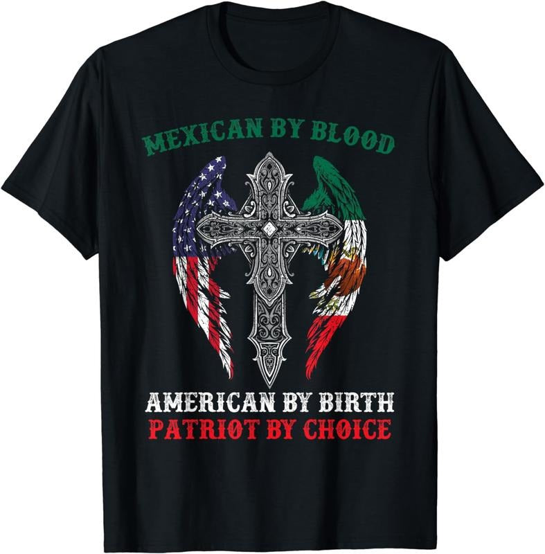 [100% Cotton] Mexican Blood American Birth Patriot Choice Cross Flag T-Shirt Hoodie, Sweatshirt | HypeCrazeTee.com
