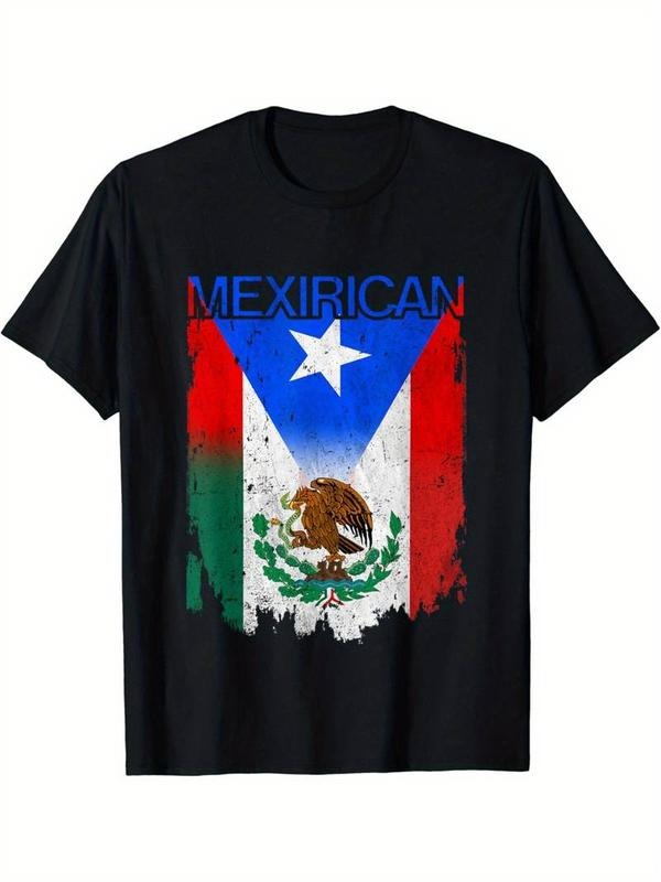 [100% Cotton] Mexican Flag Print T-Shirt, 100% Cotton Crew Neck, Casual All-Season Tee Hoodie, Sweatshirt | HypeCrazeTee.com