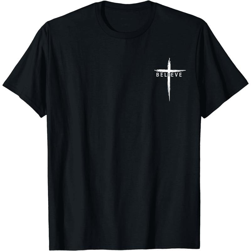 [100% Cotton] Minimalist Black Believe Cross Faith Inspired T-Shirt For Men And Women Hoodie, Sweatshirt | HypeCrazeTee.com