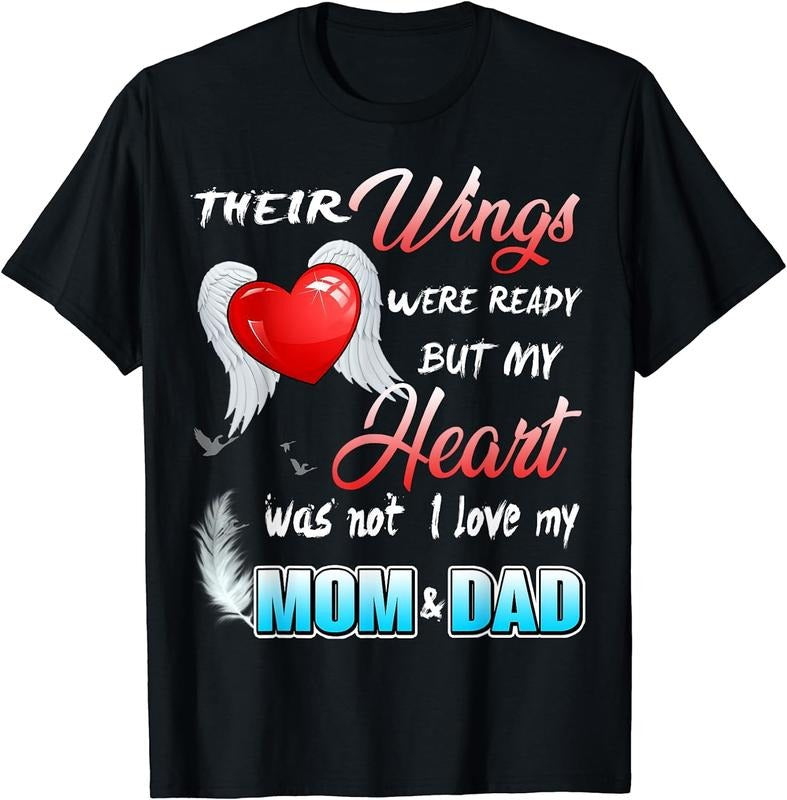 [100% Cotton] Mom & Dad My Angels T Shirt, Memorial of Parents in Heaven T-Shirt Hoodie, Sweatshirt | HypeCrazeTee.com