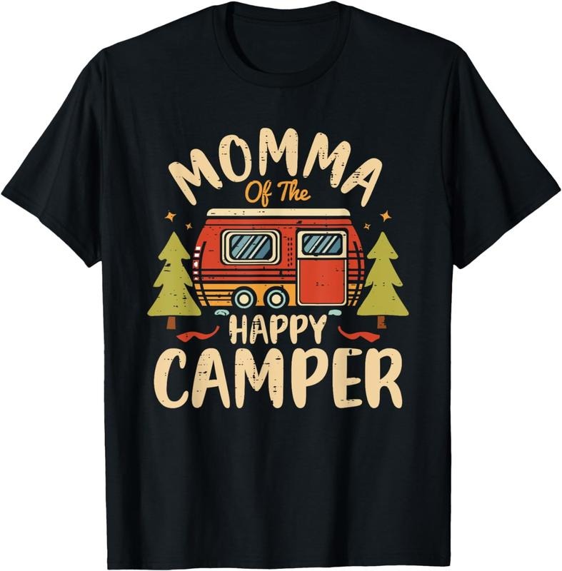 [100% Cotton] Momma of Happy Camper 1st Birthday Party Retro Momma T-Shirt Hoodie, Sweatshirt | HypeCrazeTee.com