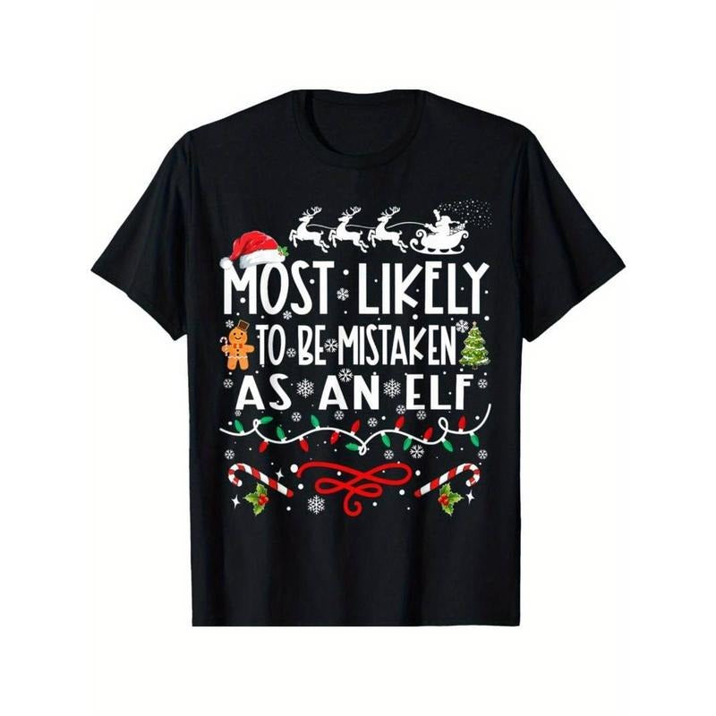 [100% Cotton] Most Likely To Be Mistaken As An Elf Family Christmas T-Shirt Hoodie, Sweatshirt | HypeCrazeTee.com