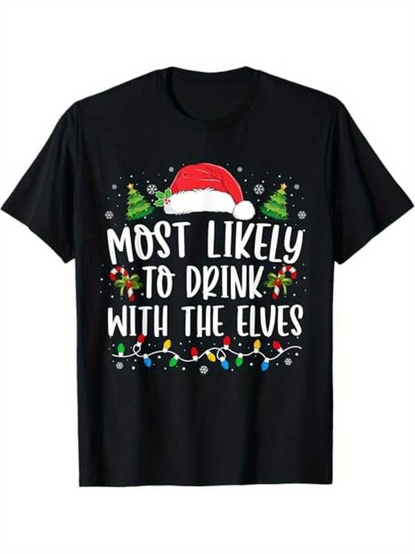 [100% Cotton] Most Likely to Drink With The Elves Elf Drinking Christmas Men Women T-Shirt Hoodie, Sweatshirt