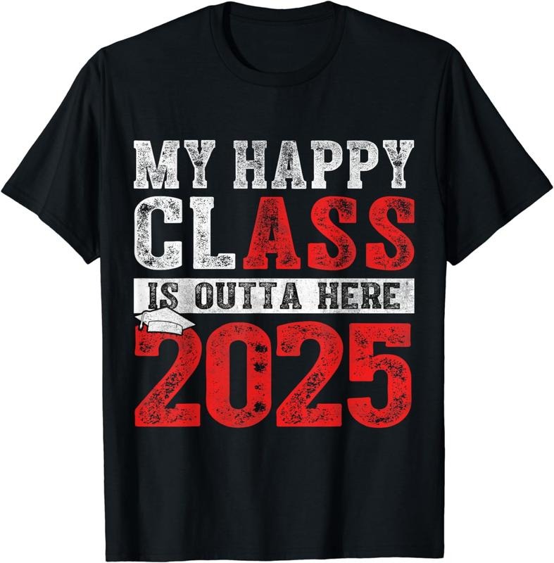 [100% Cotton] My Happy Class Is Outta Here 2025 Senior Graduation Vintage T-Shirt Hoodie, Sweatshirt | HypeCrazeTee.com