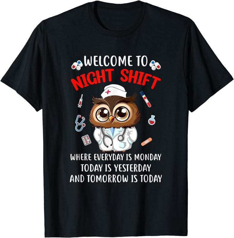 [100% Cotton] Owl Night Shift Funny Nurse Nursing Rn Lpn Cna For Men Women T-Shirt Hoodie, Sweatshirt | HypeCrazeTee.com