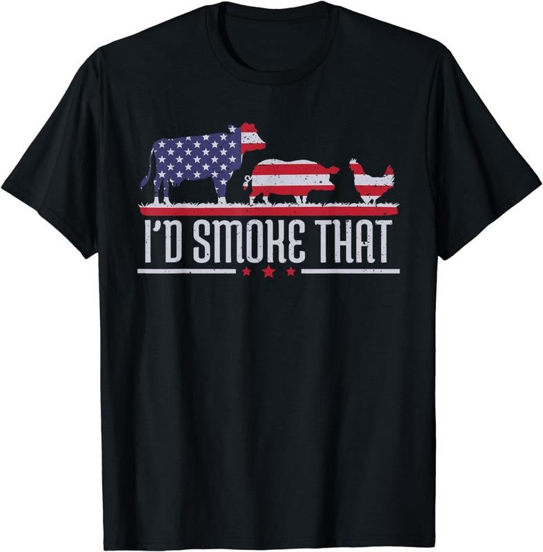 [100% Cotton] Patriotic Cow Pig Chicken BBQ Grill Meat Lover Funny T-Shirt Hoodie, Sweatshirt | HypeCrazeTee.com