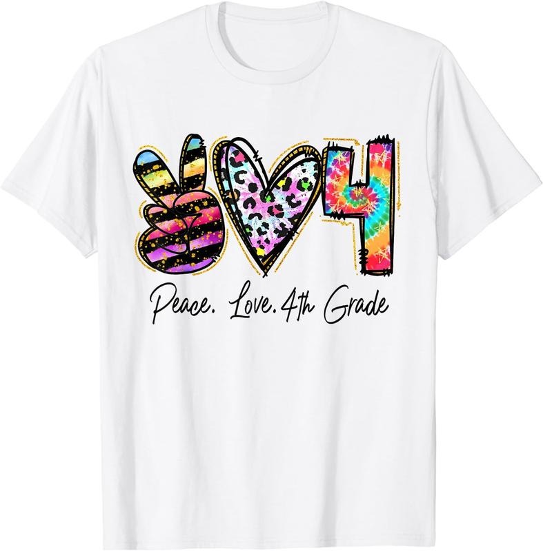 [100% Cotton] Peace Love Fourth Grade Teacher Girl Team 4th Grade Tie Dye T-Shirt Hoodie, Sweatshirt | HypeCrazeTee.com