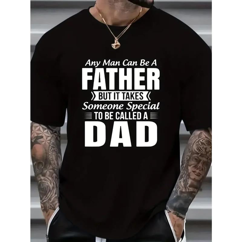 [100% Cotton] Plus Size Mens Short Sleeve Crew Neck Breathable Comfy Slight Stretch Patterned Print CALLED A DAD Design...