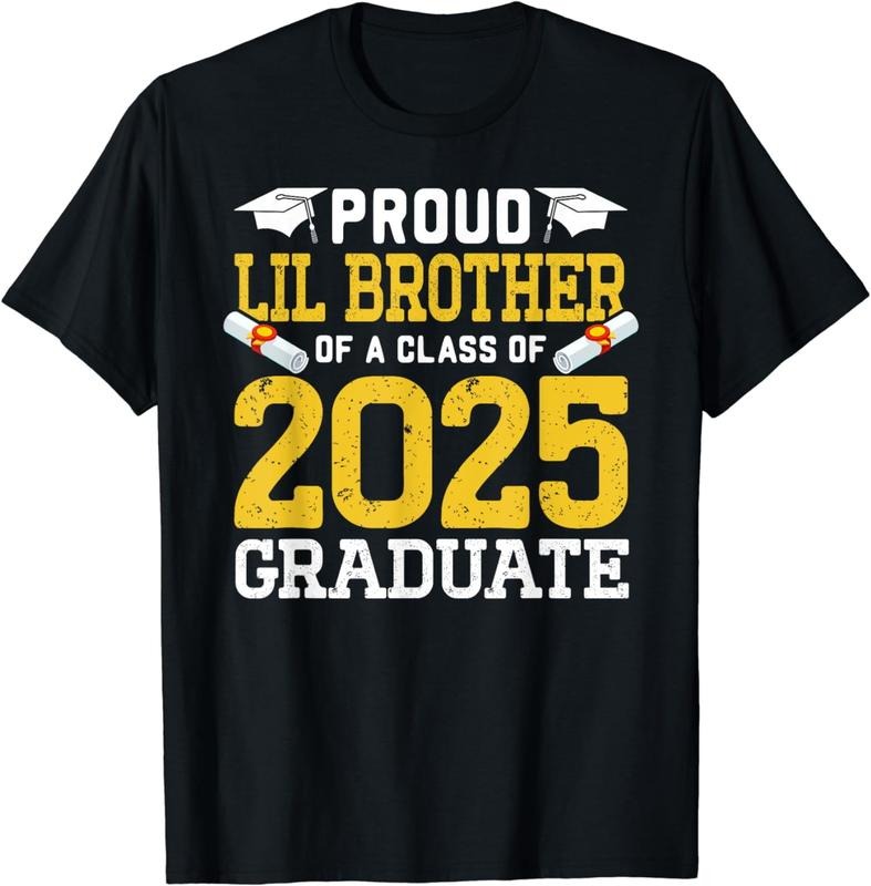 [100% Cotton] Proud Lil Brother Of A 2025 Graduate Family Graduation T-Shirt Hoodie, Sweatshirt | HypeCrazeTee.com