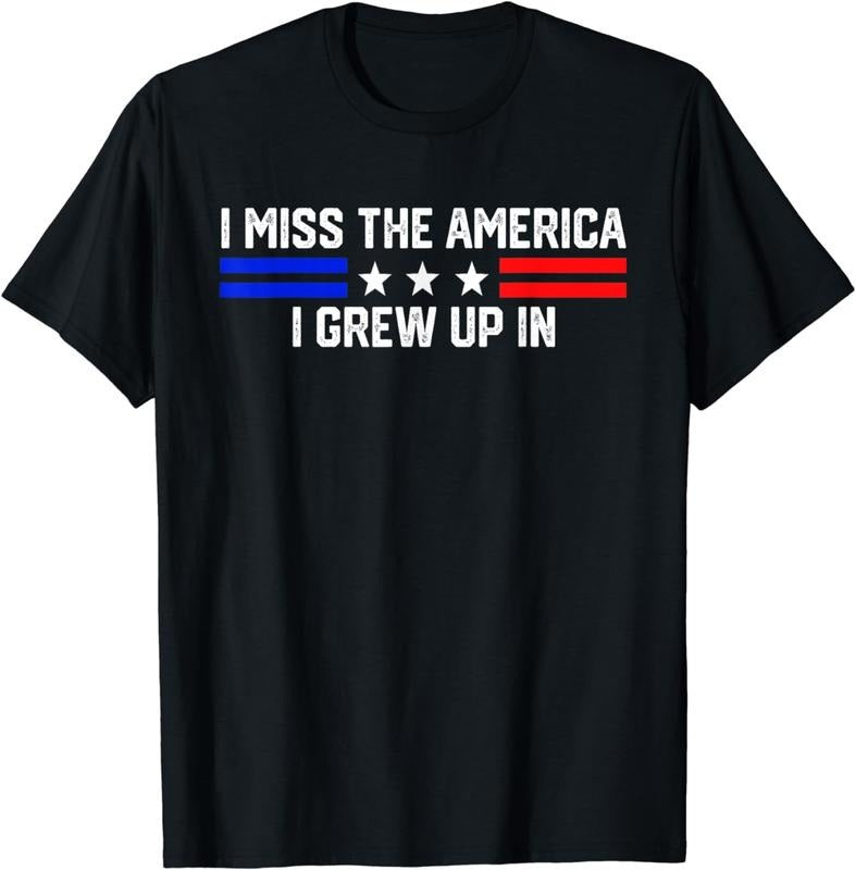 [100% Cotton] Retro I Miss The America I Grew Up In US Flag Vintage T-Shirt Hoodie, Sweatshirt | HypeCrazeTee.com