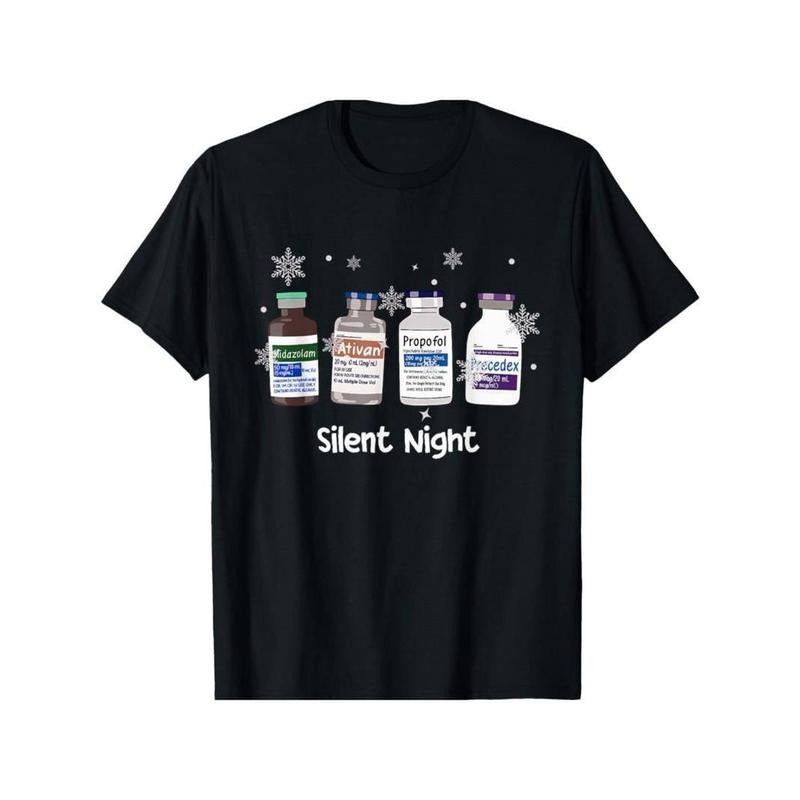 [100% Cotton] Retro ICU Nurse Christmas T-Shirt Silent Night Intensive Care Unit Hoodie, Sweatshirt | HypeCrazeTee.com