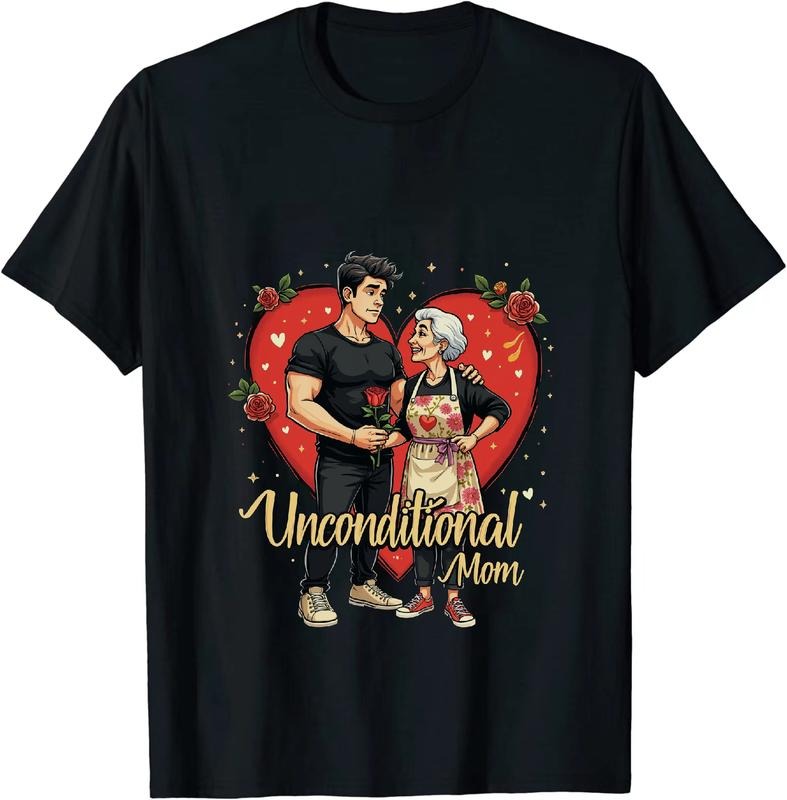 [100% Cotton] Romantic Couple With Red Roses Heart Love Unconditional Mom T-Shirt Design Hoodie, Sweatshirt