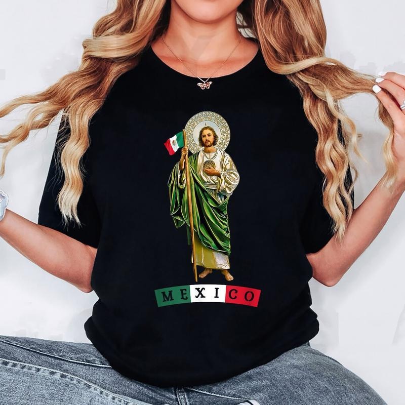 [100% Cotton] San Judas Tadeo with Mexico T-Shirt San Judas Tadeo with Mexico Unisex Tee Hoodie, Sweatshirt