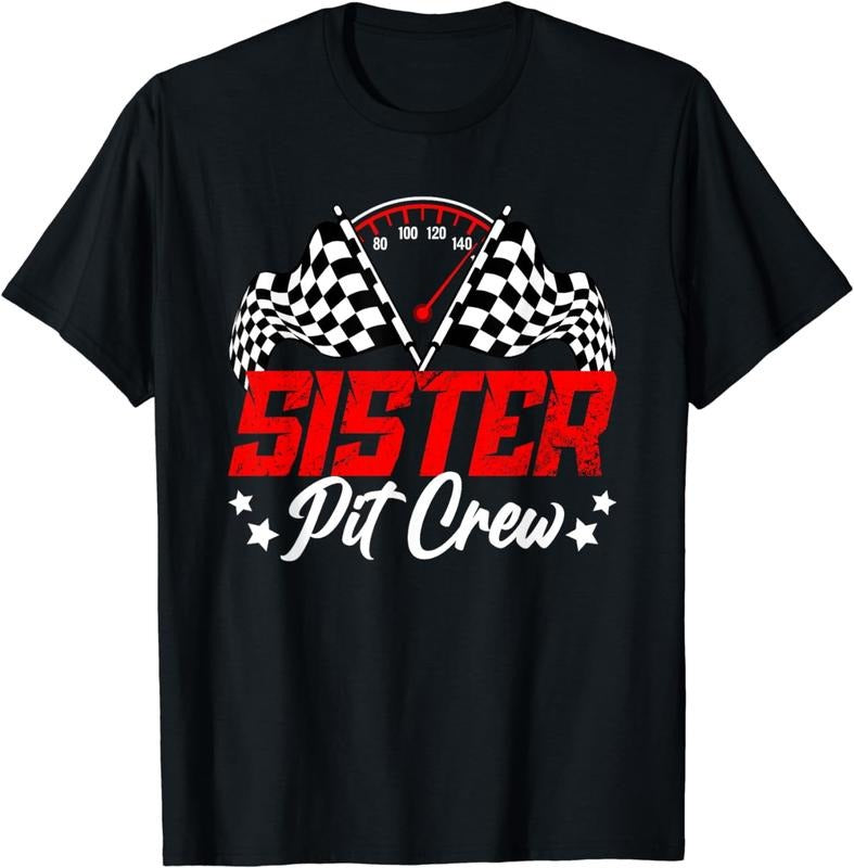 [100% Cotton] Sister Pit Crew Birthday Party Race Car Lover Racing Family T-Shirt Hoodie, Sweatshirt | HypeCrazeTee.com
