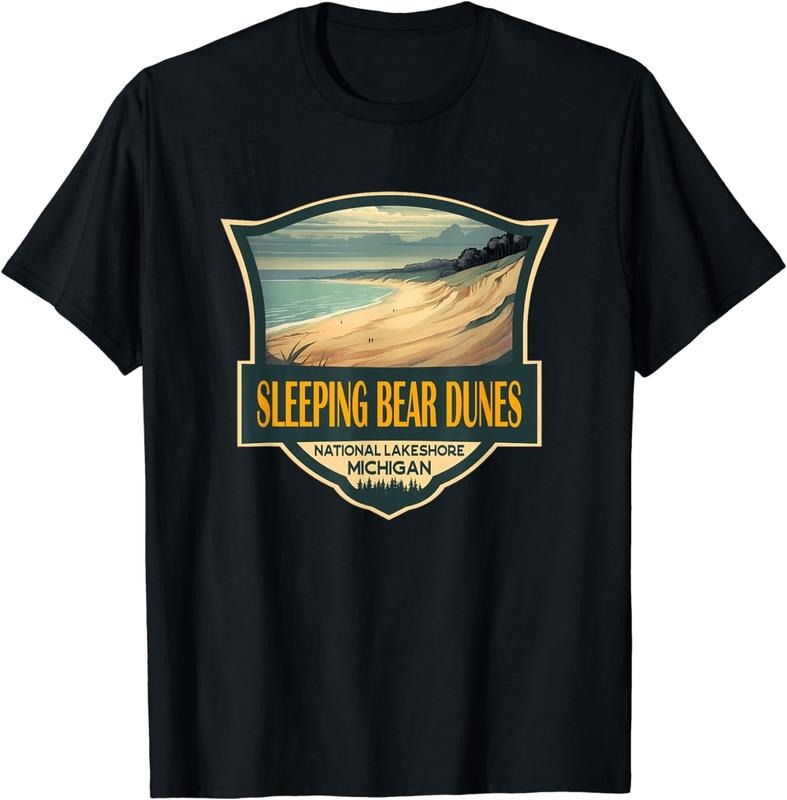 [100% Cotton] Sleeping Bear Dunes National Lakeshore Travel Retro Badge T-Shirt Hoodie, Sweatshirt | HypeCrazeTee.com