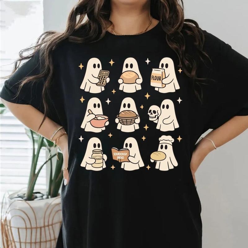 [100% Cotton] Sourdough Bread Halloween Shirt Ghosts Funny Baker Homemaker Tee , Unisex Sweater Pullover Tee Golf Gift...