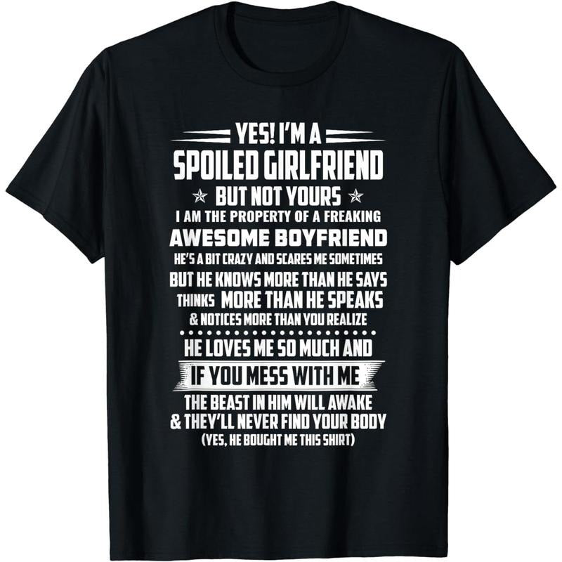 [100% Cotton] Spoiled Girlfriend Vibes T-Shirt For His Crazy Awesome Love. Golf Gift T-Shirt For Men and Women Hoodie,...