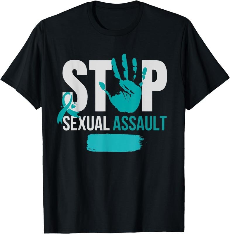 [100% Cotton] Stop Sexual Assault Awareness Month Support Teal Ribbon T-Shirt Hoodie, Sweatshirt | HypeCrazeTee.com