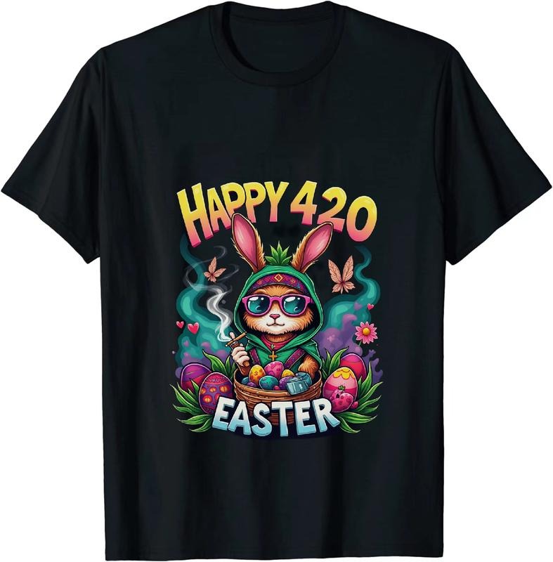 [100% Cotton] Tech Titan Happy 4 - 20 Easter Bunny T - Shirt With Colorful Elements Hoodie, Sweatshirt | HypeCrazeTee.com