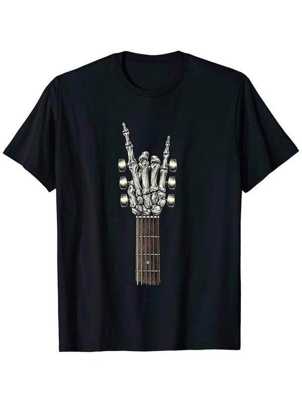 [100% Cotton] Tees For Men, Rock And Roll Guitar Print T Shirt, Casual Short Sleeve Tshirt For Summer Spring Fall Hoodie,...