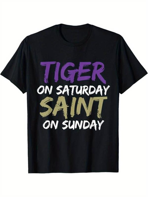 [100% Cotton] Tiger on Saturday Saint on Sunday Printed Men'S Cotton Graphic T-Shirt Hoodie, Sweatshirt | HypeCrazeTee.com