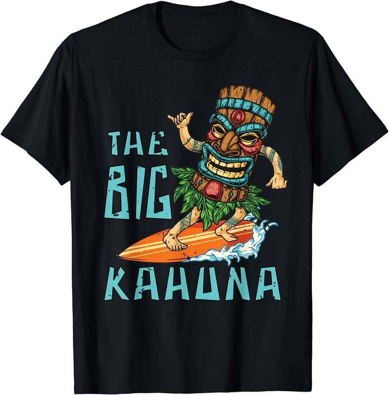 [100% Cotton] Tiki Big Kahuna Surfer Funny Tropical Hawaiian Fathers Day T-Shirt Hoodie, Sweatshirt | HypeCrazeTee.com