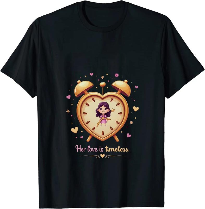 [100% Cotton] Timeless Heart Clock Girl Love Whimsical Design T-Shirt Hoodie, Sweatshirt | HypeCrazeTee.com