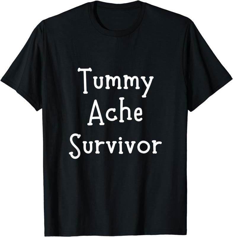 [100% Cotton] Tummy Ache Survivor Stomach IBS Funny Men Women T-Shirt Hoodie, Sweatshirt | HypeCrazeTee.com