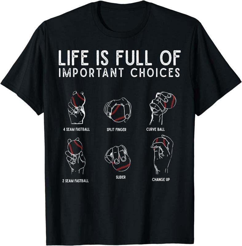 [100% Cotton] Types of Baseball Pitches Life Choices Pitcher Player T-Shirt Hoodie, Sweatshirt | HypeCrazeTee.com