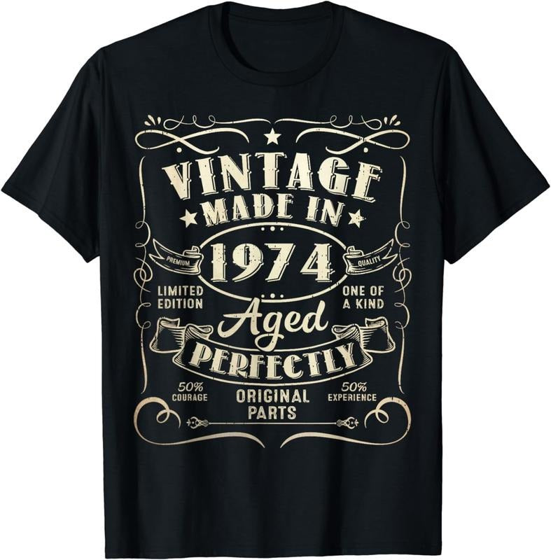 [100% Cotton] Vintage 50th Birthday Decorations Men Funny 1974 50 Birthday T-Shirt Hoodie, Sweatshirt | HypeCrazeTee.com