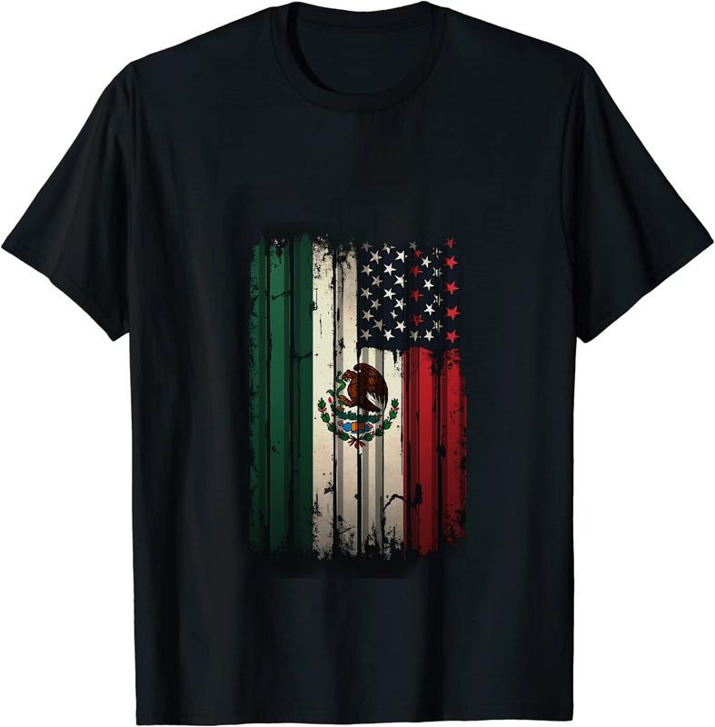 [100% Cotton] Vintage Grunge Mexican American Flag Fusion Eagle T-Shirt Distressed Design Patriotic Style Hoodie, Sweatshirt