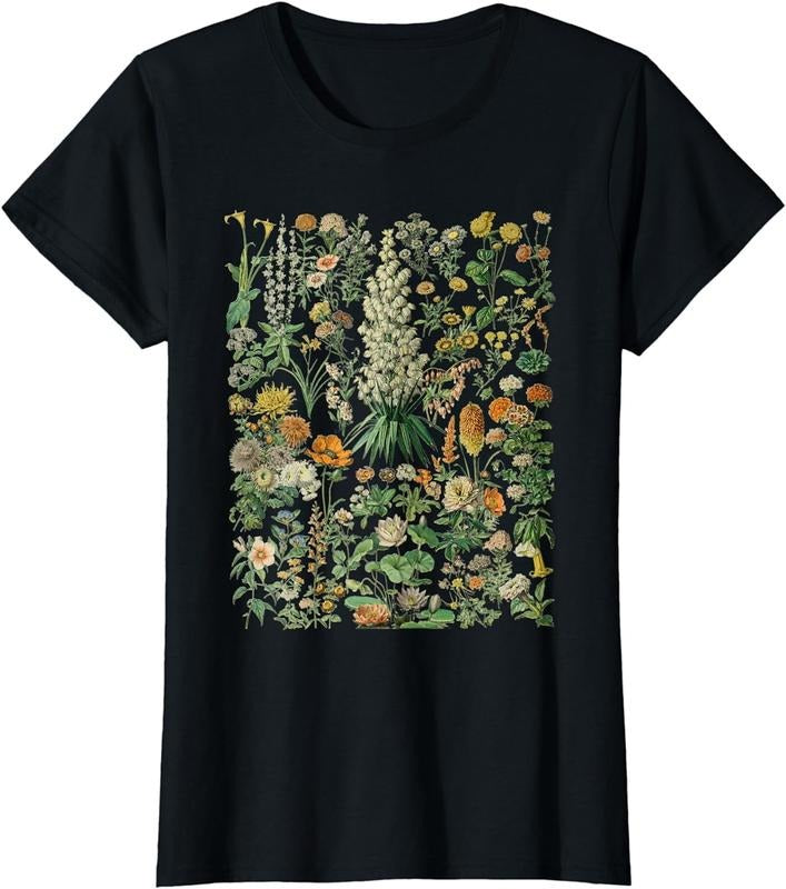 [100% Cotton] Vintage Inspired Flower Botanical Chart T-Shirt Hoodie, Sweatshirt | HypeCrazeTee.com