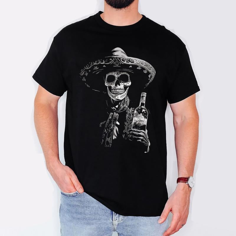 [100% Cotton] Vintage Skeleton Tequila Mexico Dia De Los Muertos Mexican T-Shirts, Hoodie, Sweatshirt